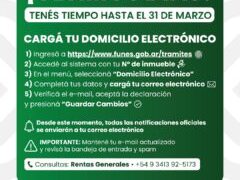 Funes digitaliza la TGI: vecinos tienen hasta el 31 de marzo para cargar su domicilio electrónico