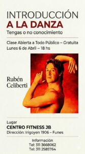 Rubén Celiberti brinda una Clase Abierta y Gratuita de Introducción a la Danza